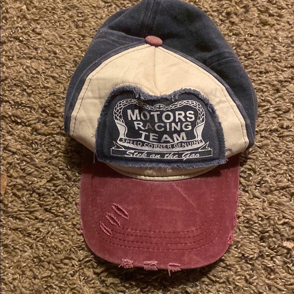 Motors Racing Team Vintage Cap - Navy, Cream, and Burgundy